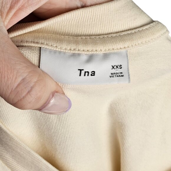 TNA Aritzia Off White Cream Long Sleeve Shirt Dress Sz XXS - Picture 4 of 7